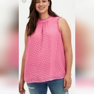 NWT Torrid Heart Clip Dot Mock Neck Tank  Light and Loose Size 6 /6X
